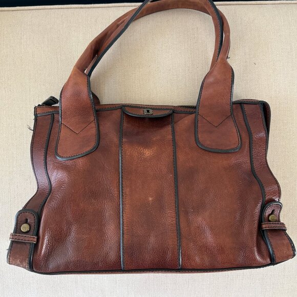 Fossil Large Zippered Vintage Leather Satchel - Picture 7 of 10
